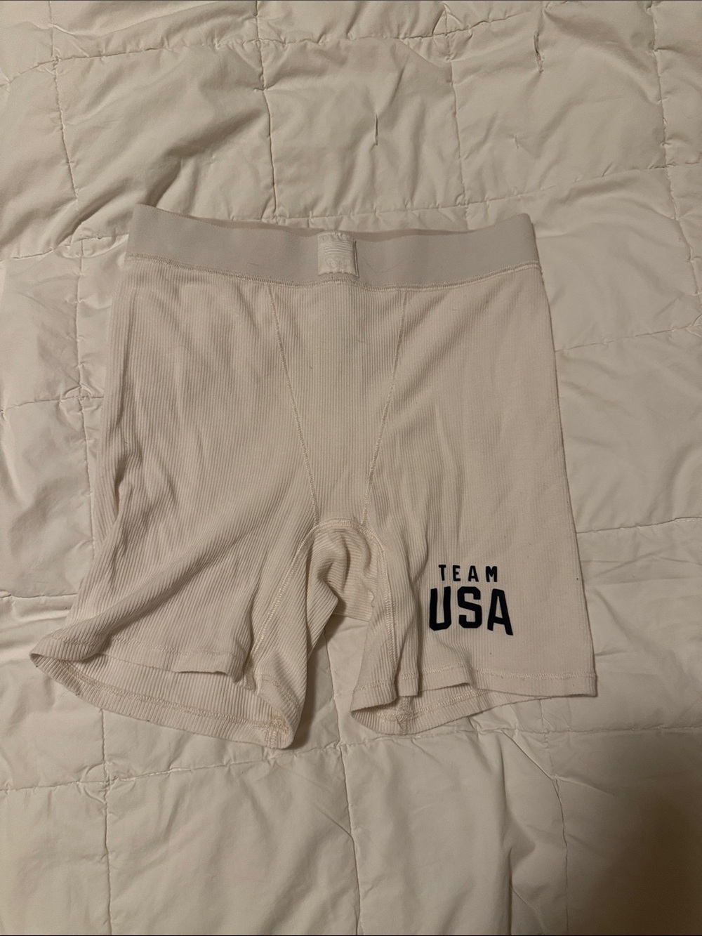 Skims Team USA White Athletic Compression Shorts
